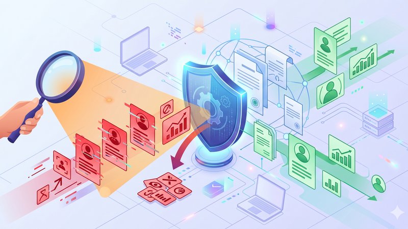 Концептуальная иллюстрация борьбы с мошенничеством в сфере аффилиат маркетинга для страховых компаний